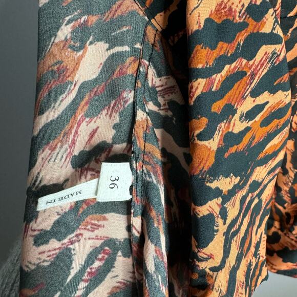 SANDRO Eliza Animal-Print Belted Midi Shirtdress Waist Belted Sz S - Picture 12 of 16